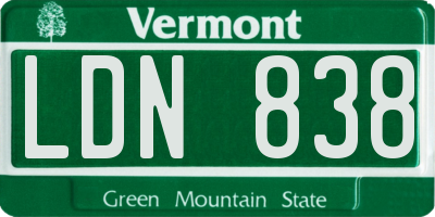 VT license plate LDN838