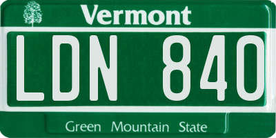 VT license plate LDN840