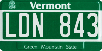 VT license plate LDN843