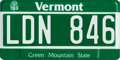 VT license plate LDN846