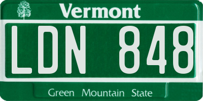 VT license plate LDN848