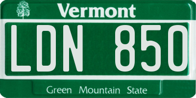 VT license plate LDN850