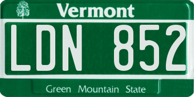 VT license plate LDN852