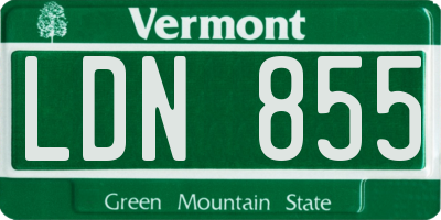 VT license plate LDN855