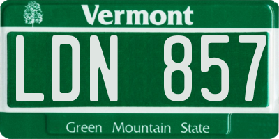 VT license plate LDN857