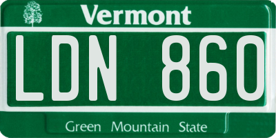 VT license plate LDN860