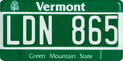 VT license plate LDN865