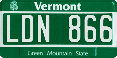 VT license plate LDN866