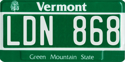 VT license plate LDN868