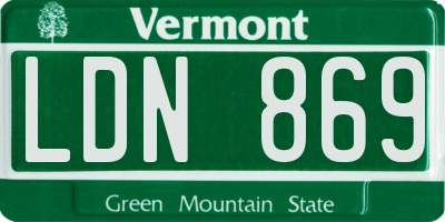 VT license plate LDN869