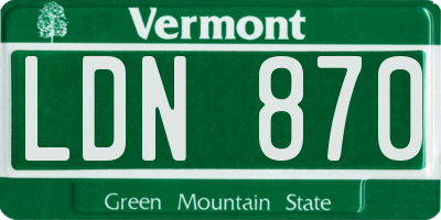 VT license plate LDN870