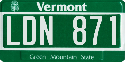 VT license plate LDN871