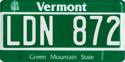 VT license plate LDN872