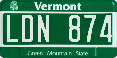 VT license plate LDN874