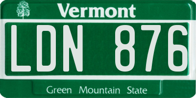 VT license plate LDN876