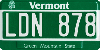 VT license plate LDN878