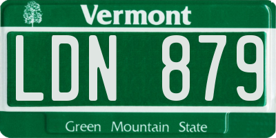 VT license plate LDN879
