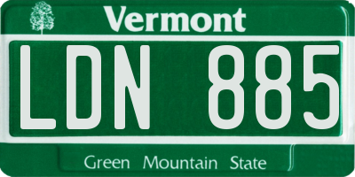VT license plate LDN885