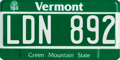 VT license plate LDN892