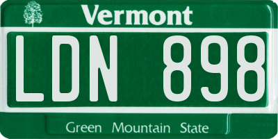 VT license plate LDN898