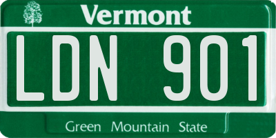 VT license plate LDN901