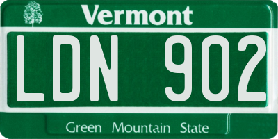 VT license plate LDN902