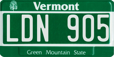 VT license plate LDN905