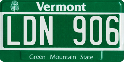 VT license plate LDN906