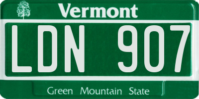 VT license plate LDN907
