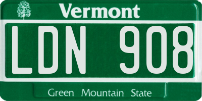 VT license plate LDN908