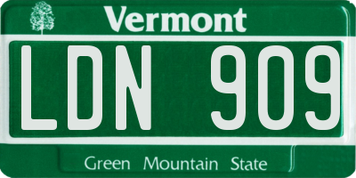 VT license plate LDN909