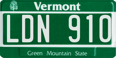 VT license plate LDN910