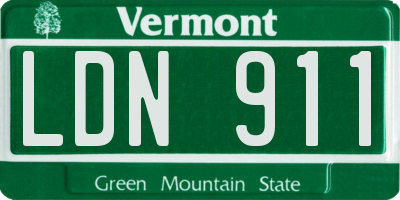 VT license plate LDN911
