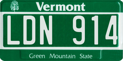 VT license plate LDN914