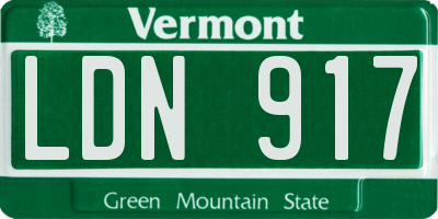 VT license plate LDN917