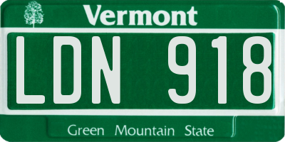 VT license plate LDN918