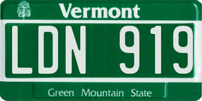 VT license plate LDN919