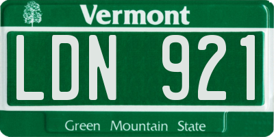 VT license plate LDN921