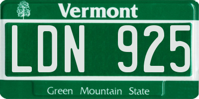 VT license plate LDN925