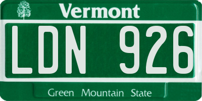 VT license plate LDN926