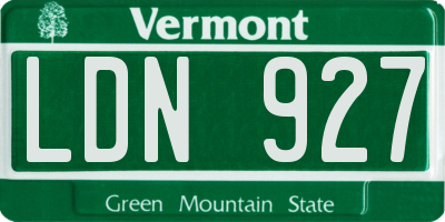 VT license plate LDN927
