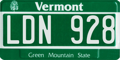 VT license plate LDN928