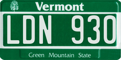 VT license plate LDN930