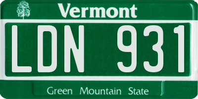 VT license plate LDN931