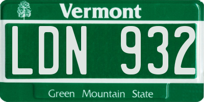 VT license plate LDN932