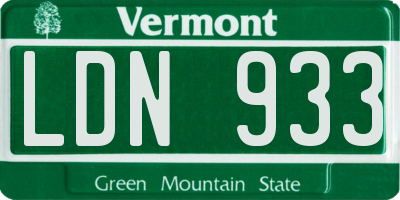 VT license plate LDN933