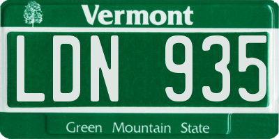 VT license plate LDN935