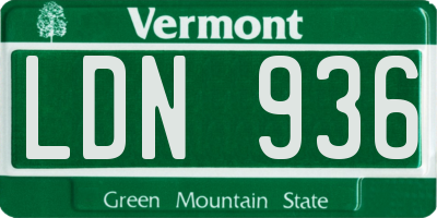 VT license plate LDN936