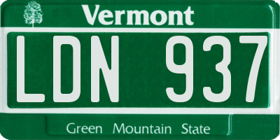 VT license plate LDN937