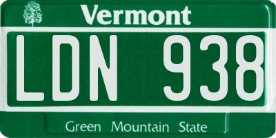 VT license plate LDN938